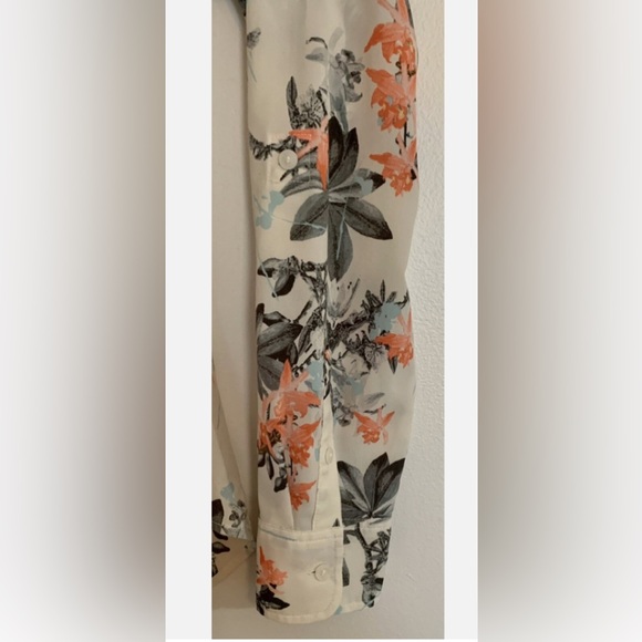 Talbots Floral Button Down Shirt - Black, Orange, Blue - Picture 13 of 13